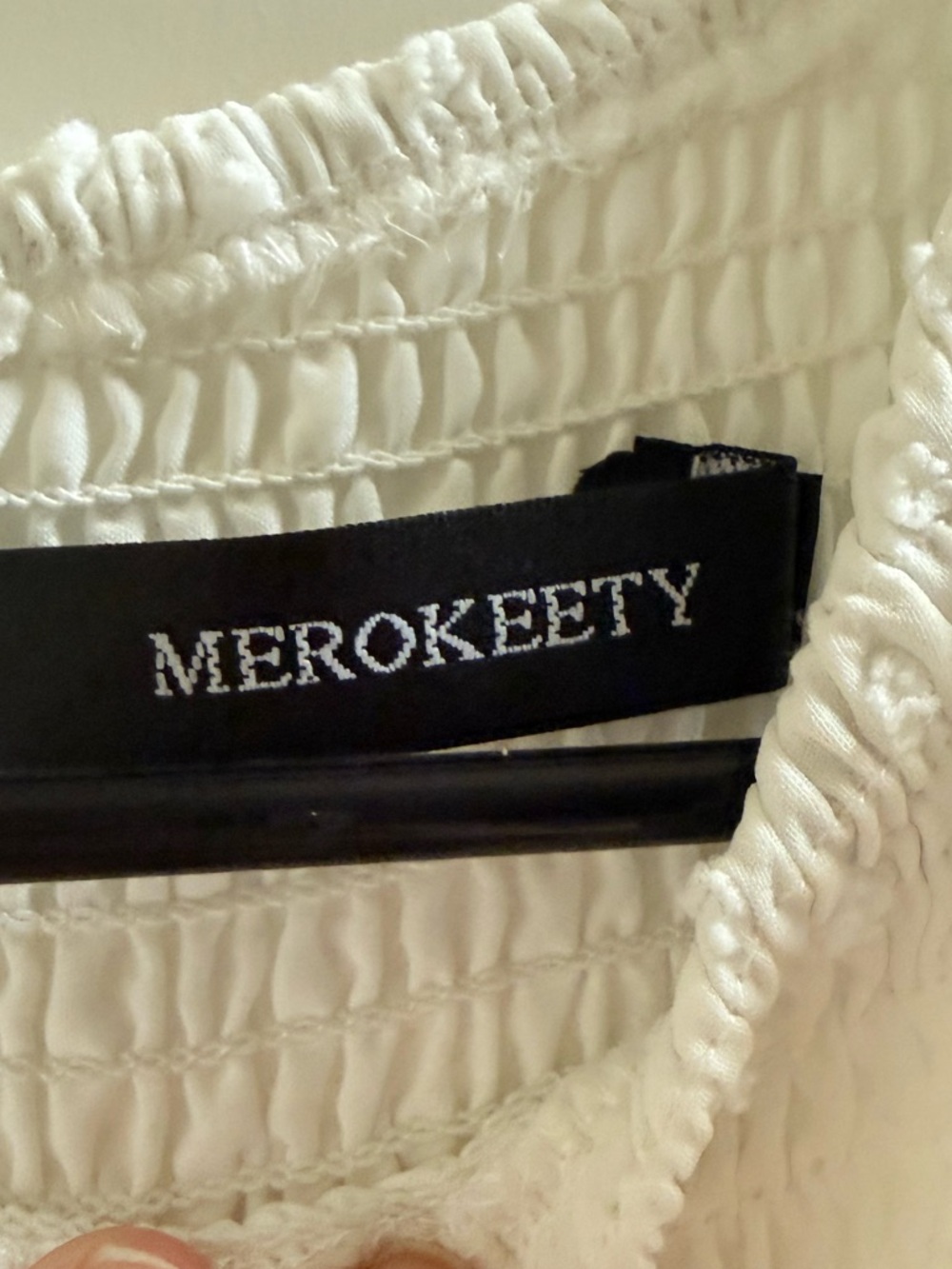 Merokeety White Midi Swiss Dot Smocked Tiered Dress - Picture 5 of 9